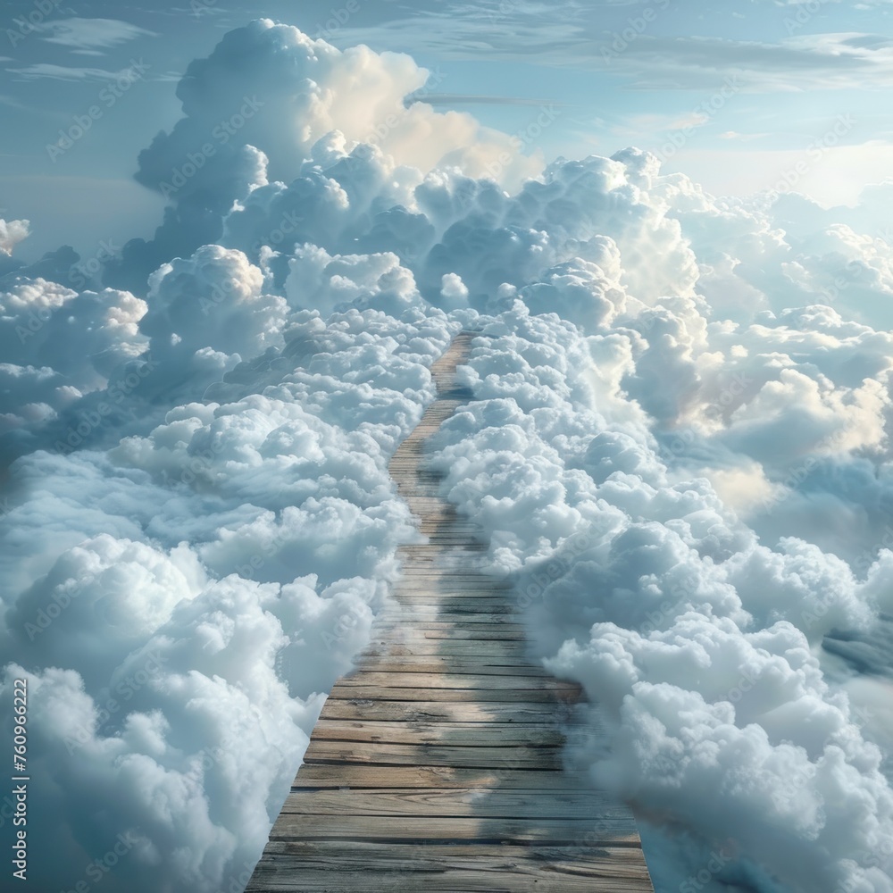  A path leading to a bank made of clouds