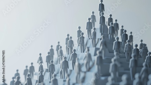 A D group of people standing in pyramid formation indicating hierarchy AI generated illustration