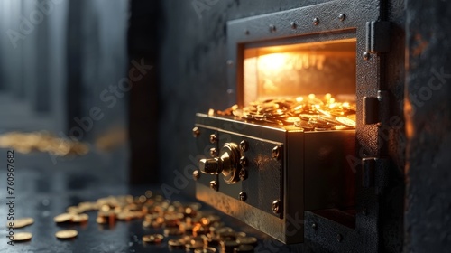 A D model of an open safe with gold indicating high profits AI generated illustration