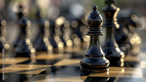 A D model of chess pieces on a board to symbolize business strategy AI generated illustration photo