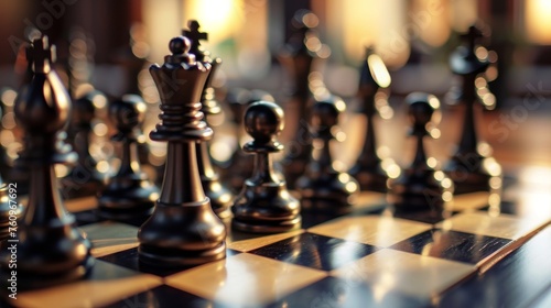 A D model of chess pieces on a board to symbolize business strategy AI generated illustration