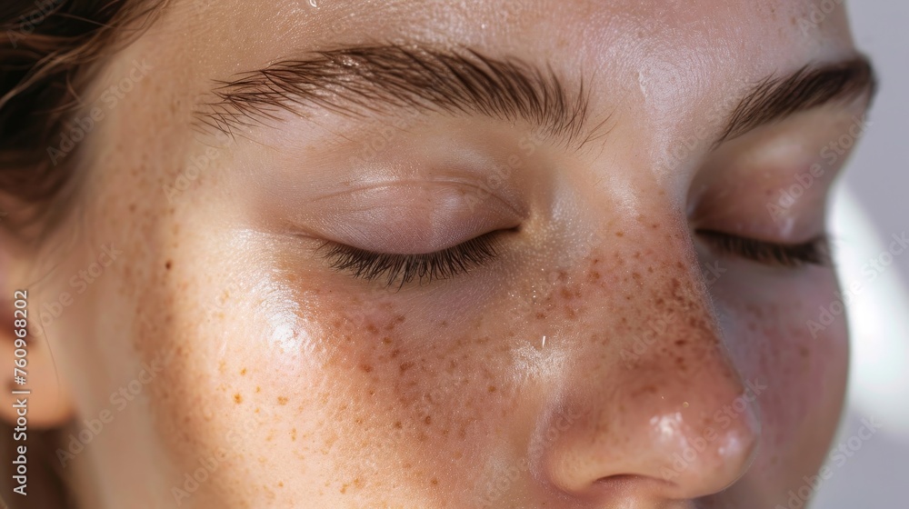 Fototapeta premium A close-up highlighting the impact of stress reduction on skin clarity AI generated illustration