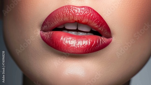 A close-up of vibrant lips to accentuate lip care and makeup AI generated illustration