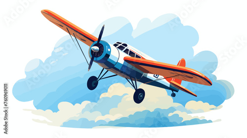 Vintage airplane flying through a cloudy sky illust © Quintessa