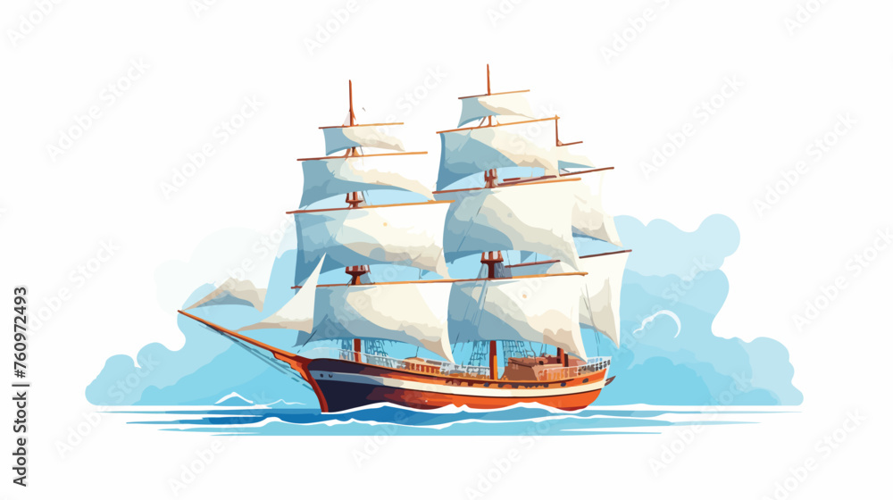 Vintage sailing ship on the open sea illustration i