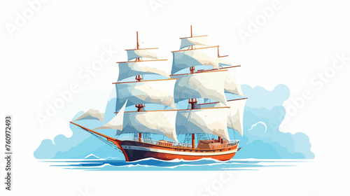 Vintage sailing ship on the open sea illustration i