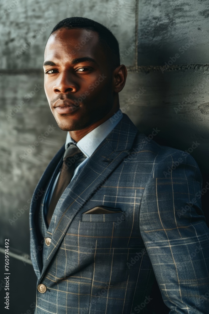 A confident male entrepreneur in a sleek suit poised with a forward-thinking demeanor and an assertive gaze emblematic of leadership AI generated illustration A confident male entrepreneur in a sleek suit poised with a forward-thinking demeanor and an assertive gaze emblematic of leadership AI generated illustration