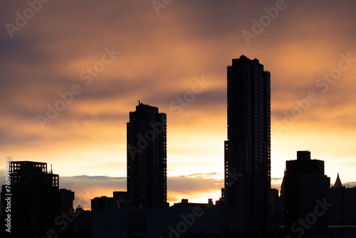 Residential buildings silhouette at sunset  © zxvisual