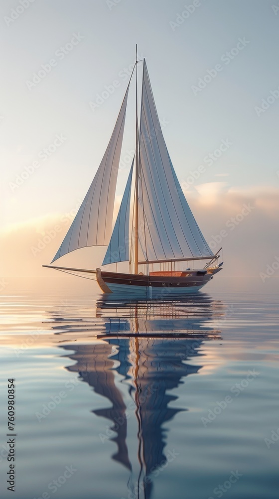 Naklejka premium 3D Blender traditional sailboat sea travel icon