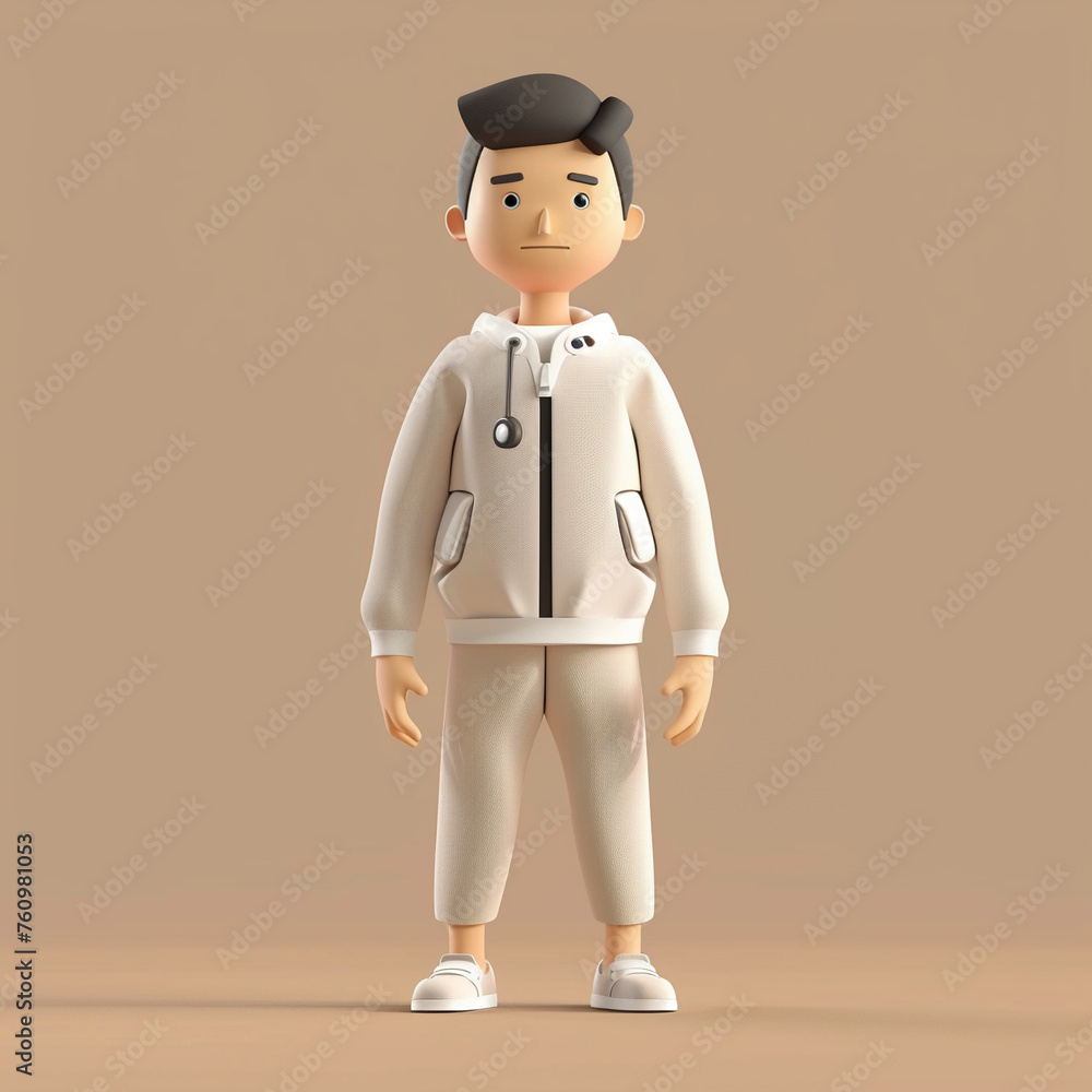 Friendly 3D man teacher in sports attire with a whistle