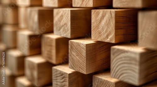 Detailed image portraying the delicate stacking of wooden blocks  symbolizing the thoughtful stages in the business development and growth success process  against a background providing ample space f