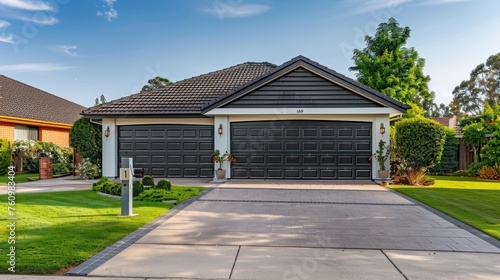 The Daylight Charm of a Double Garage Accompanied by a Short Driveway