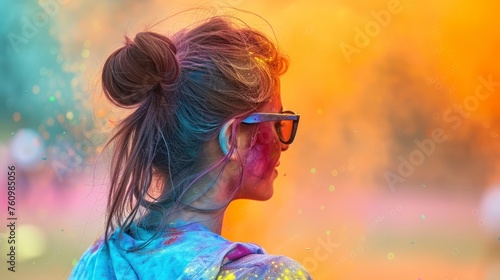 The Bright and Joyous Portrait of a Young Girl Celebrating the Exuberant Holi Festival