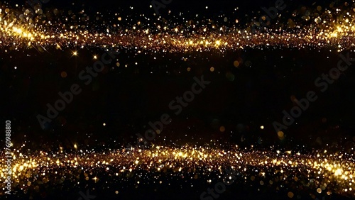 Christmas dark background with frame of golden glitters and sparkles and space for text © Tatiana Sidorova