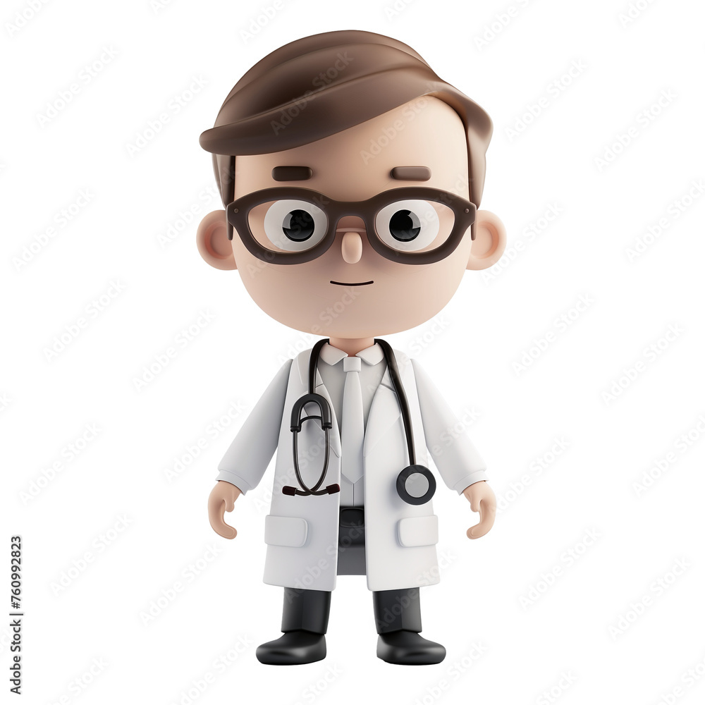 Cute cartoon doctor in uniform. AI Generative