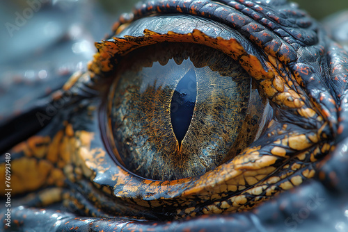 A Hyper-Detailed Alligator Eye Close-up, generative AI 