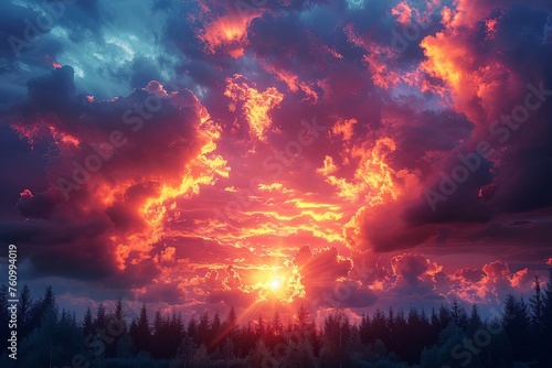 A Sunset Journey Through Stormy Skies © Pixel Alchemy