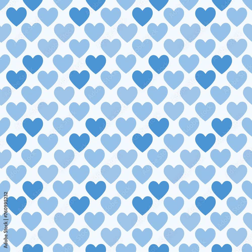 Seamless blue pattern with hearts.Love illustration