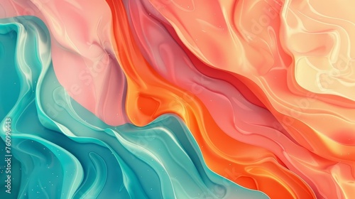 Fototapeta Naklejka Na Ścianę i Meble -  Organic abstract panorama wallpaper background, fluid shapes and lines