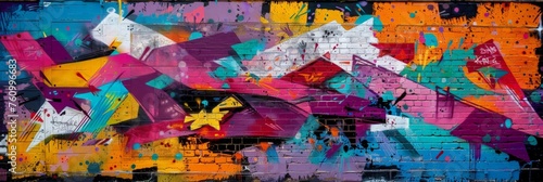 Colorful Graffiti Wall Art with Nature and Cityscape Elements