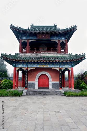 The Bell Tower of Tianmenshan Temple illustrates tarditional Chinese architecture. photo