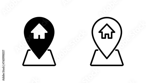 Address icon set. home location icon vector