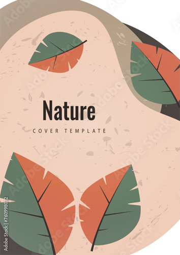 Abstract leaves on rounded shapes. Suitable for cover, invitation, banner, poster, brochure, placard, card, flyer and other. Vector