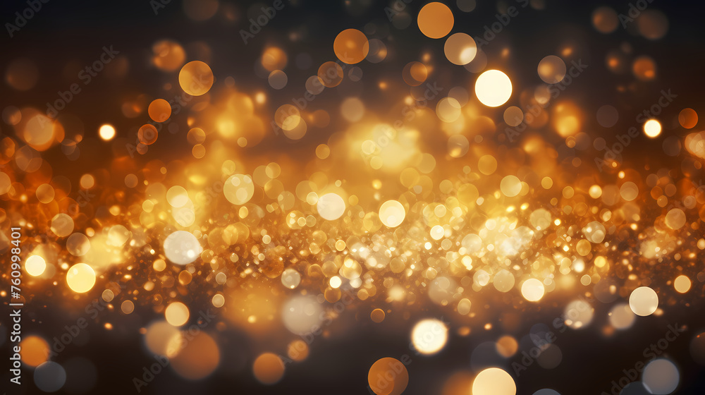 Abstract festive dark background with golden glitter and bokeh Abstract festive dark background with golden glitter and bokeh