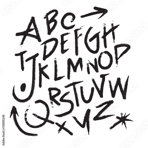Expressive Brush Stroke Alphabet, Illustration Vector.
