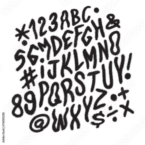 Graffiti Style Spray Painted Numbers and Letters, Illustration Vector.