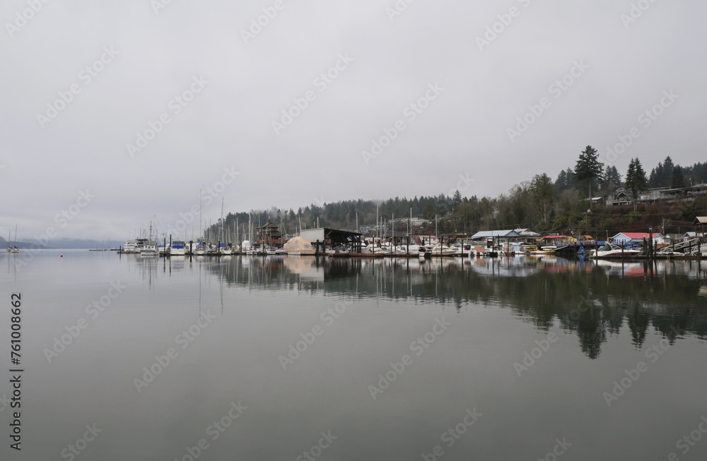 Fototapeta premium Cowichan Bay during a winter season on Vancouver Island in British Columbia, Canada 