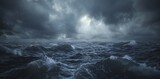 Majestic Stormy Seascape and Dynamic Skies, Dark Clouds, Ominous Portent, Global Weather Disruptions. Generative AI 