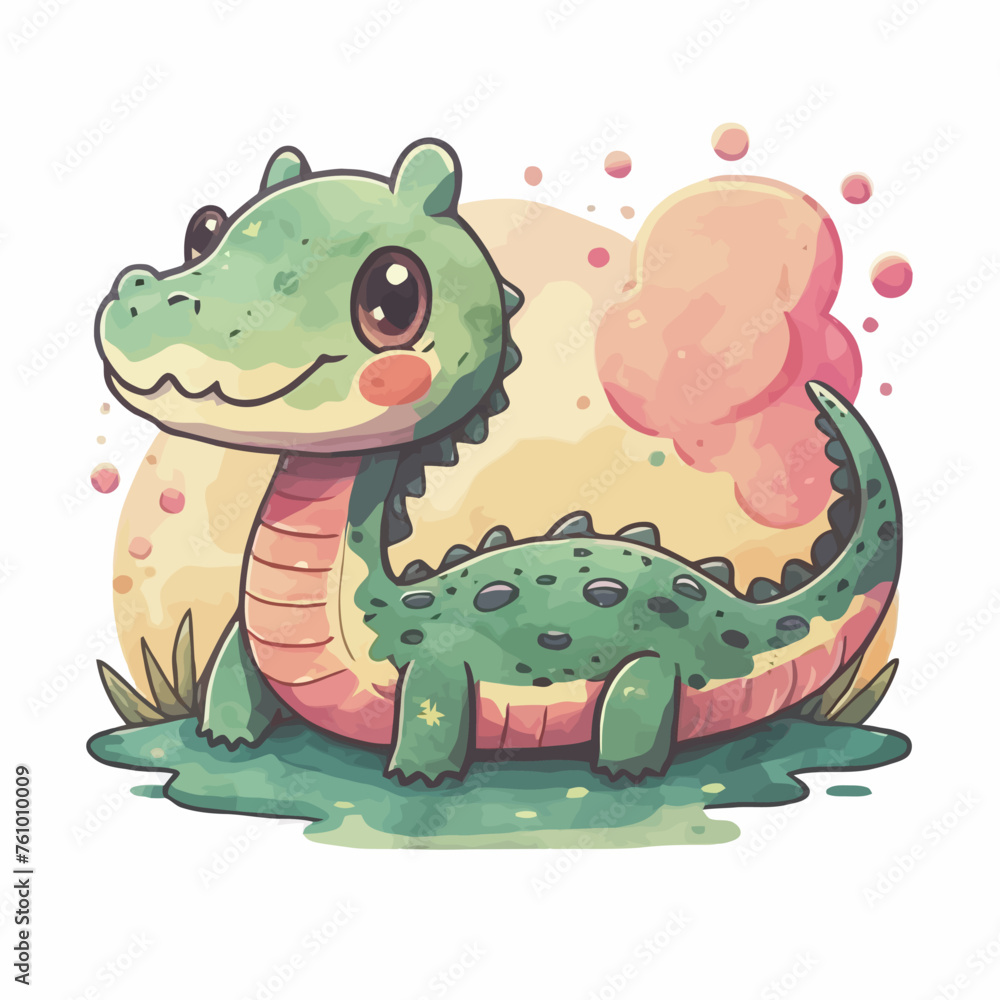 Naklejka premium Vector image of cute crocodile.