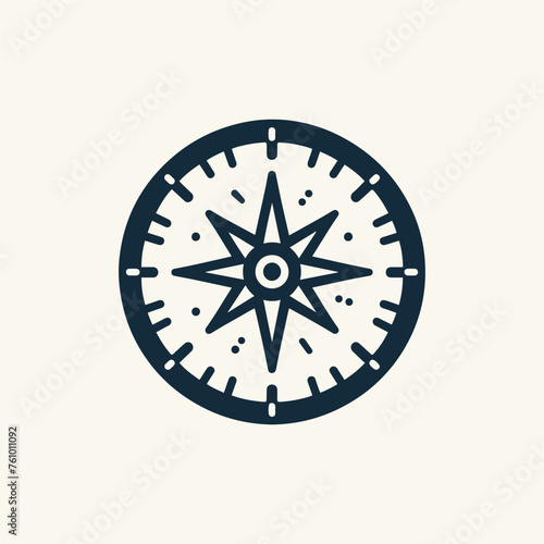 Flat compass icon in white background