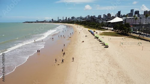 Imagens aéreas de drone do bairro de Jardim Oceania e Bessa, na cidade de João Pessoa, com imagens de praia e corais, prédios, Mag Shopping e empreendimentos photo