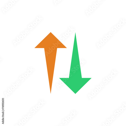 Up and down arrow icon, vector illustration. Flat design style. Suitable for data transfer download and upload sign. 