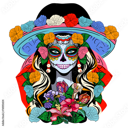 La Catrina is the icon of Day of the Dead vector illustration 