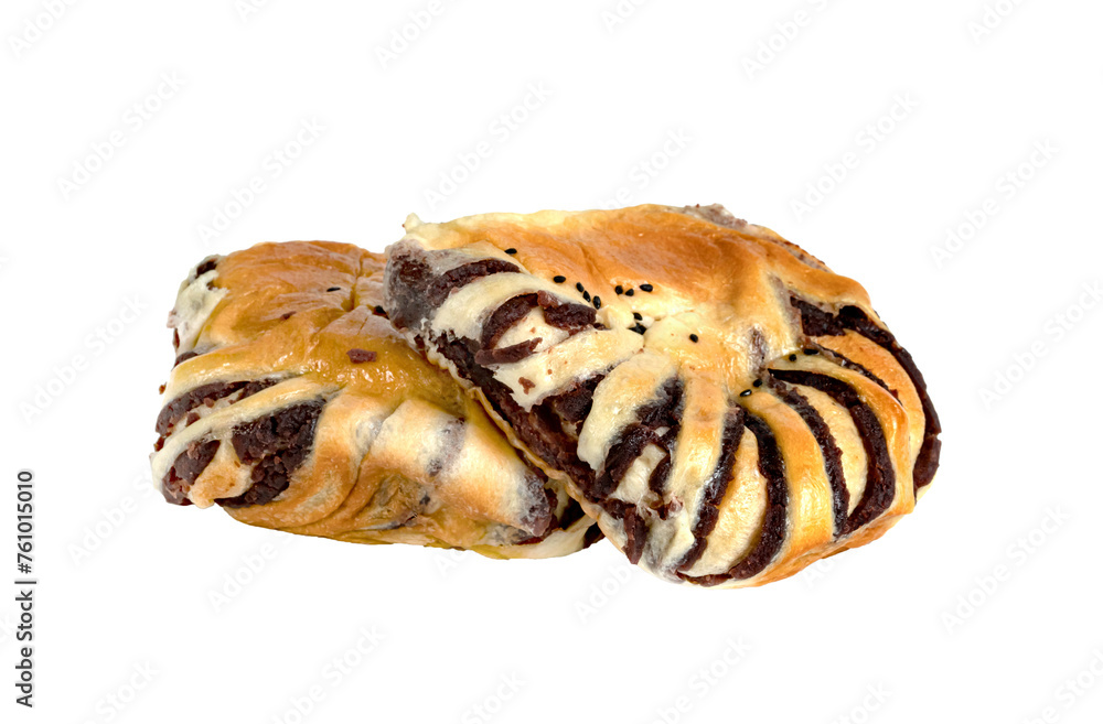 Red Bean Paste Bread isolated