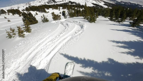 POV shot of backcountry skiing and snowboarding in the Colorado Rocky Mountains photo