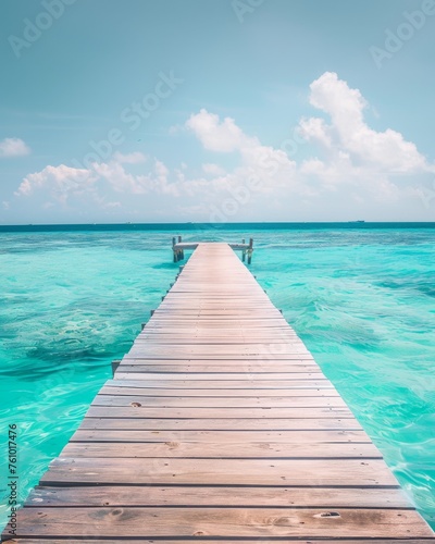 Beach pier with turquoise ocean © InfiniteStudio
