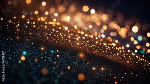 Glitter lights abstract background. Defocused bokeh dark illustration 