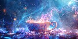 A teacup overflowing with a magical elixir that grants wishes