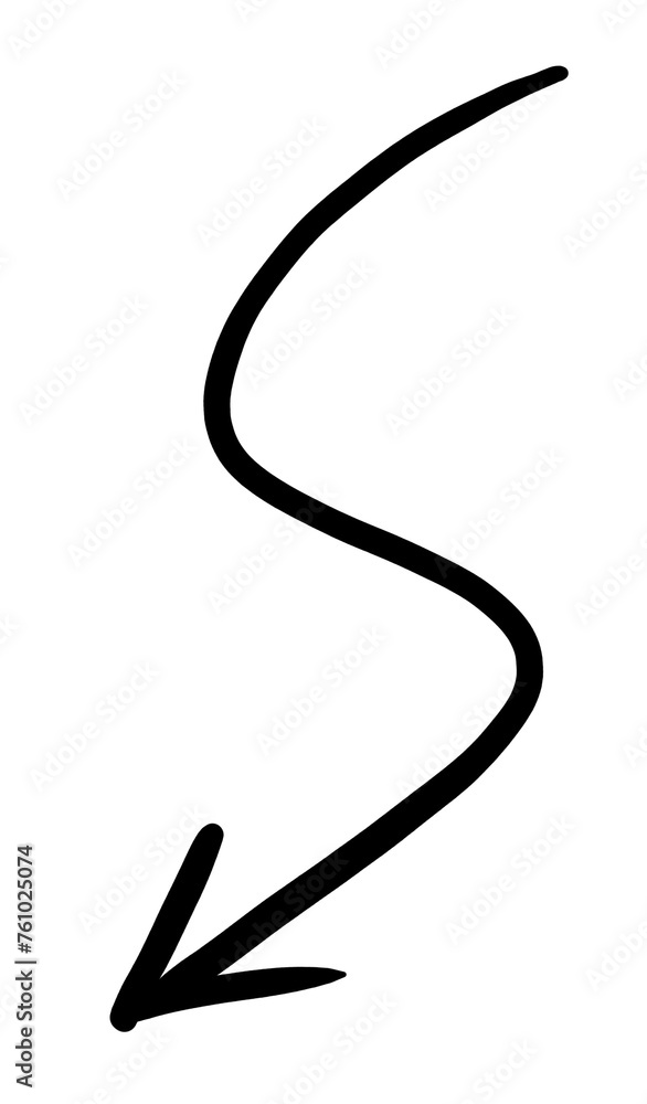 
It is an arrow illustration drawn with black lines.