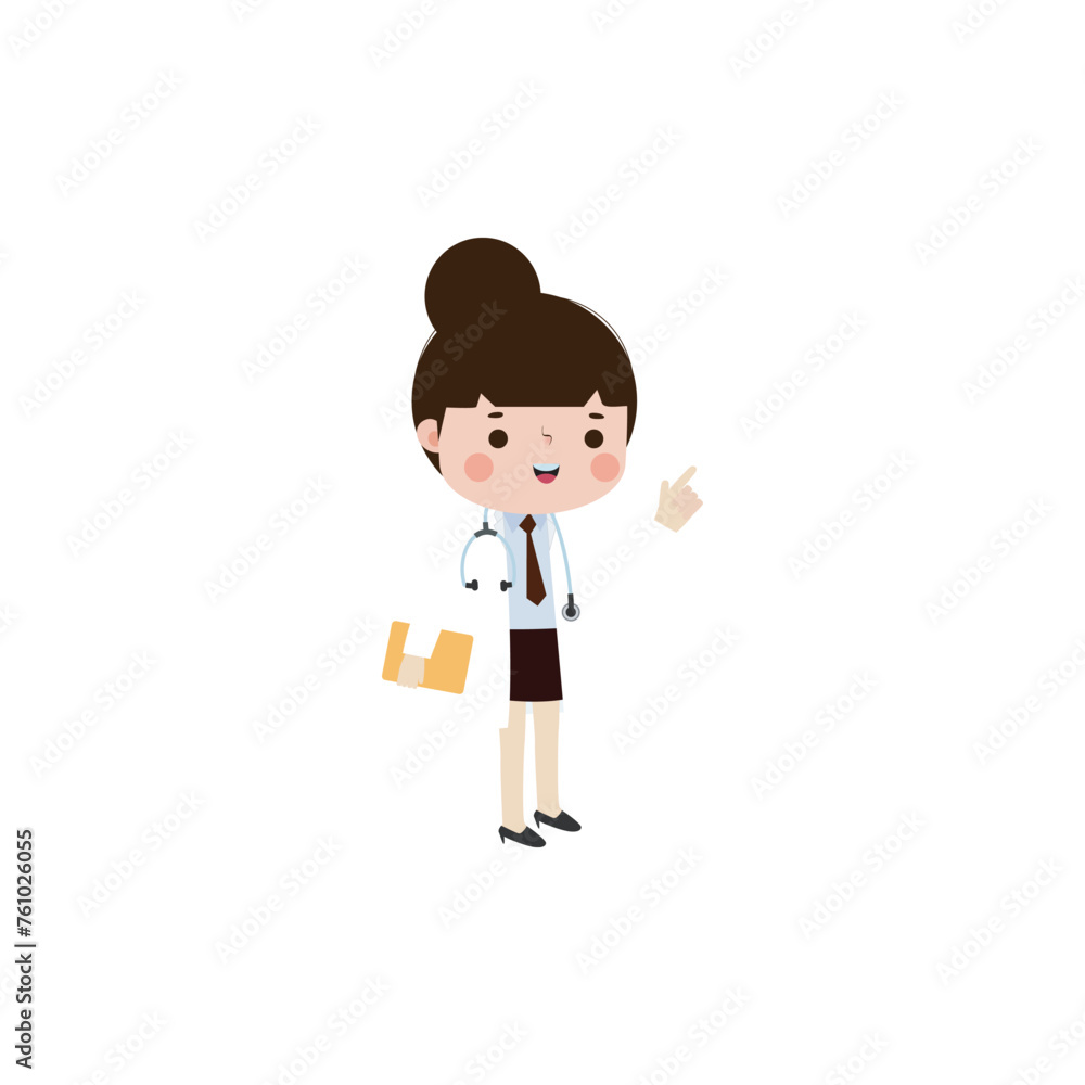 cute cartoon doctor character Vector illustration isolated on white background flat style cute cartoon doctor character Vector illustration isolated on white background flat style