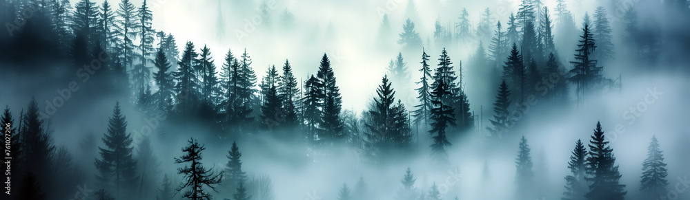 Fototapeta premium Errie Forrest Website Banner, Website Header Wallpaper