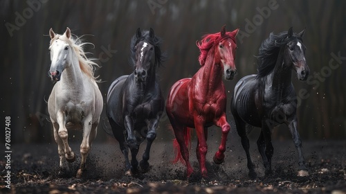 Four horses  white  red  black  and pale.
