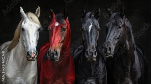 Four horses, white, red, black, and pale.
