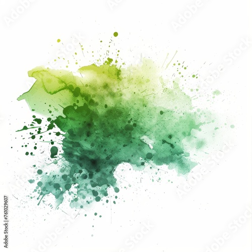 A vibrant watercolor splash in shades of green and yellow.