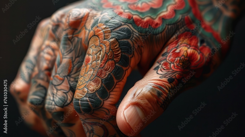 An eczema or psoriasis-friendly hand tattoo with moisture-sensing technology. An eczema or psoriasis-friendly hand tattoo with moisture-sensing technology.