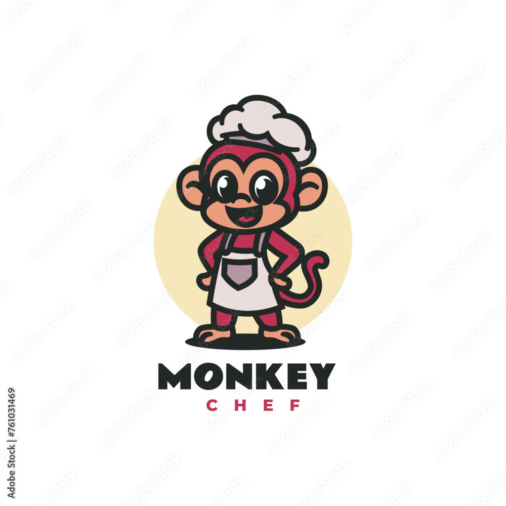 Vector Logo Illustration Monkey Chef Mascot Cartoon Style. Vector Logo Illustration Monkey Chef Mascot Cartoon Style.